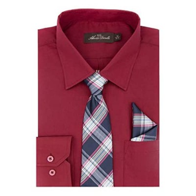Alberto Danelli Boys Dress Shirt with Matching Tie and Handkerchief  Long Sleeve Button Down  Pocket