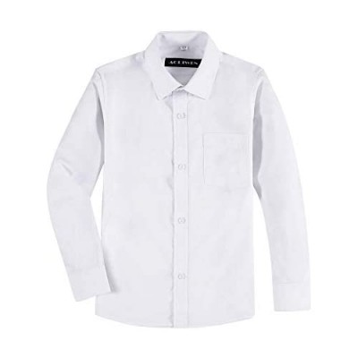 AOLIWEN Boy’s Solid Long Sleeve Dress Shirt School Uniform Button Down Shirts