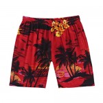 Boy Hawaiian Shirt or Cabana Set in Red Sunset
