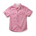 Boys' Summer Short Sleeve Button Down Cotton Lightweight Shirt