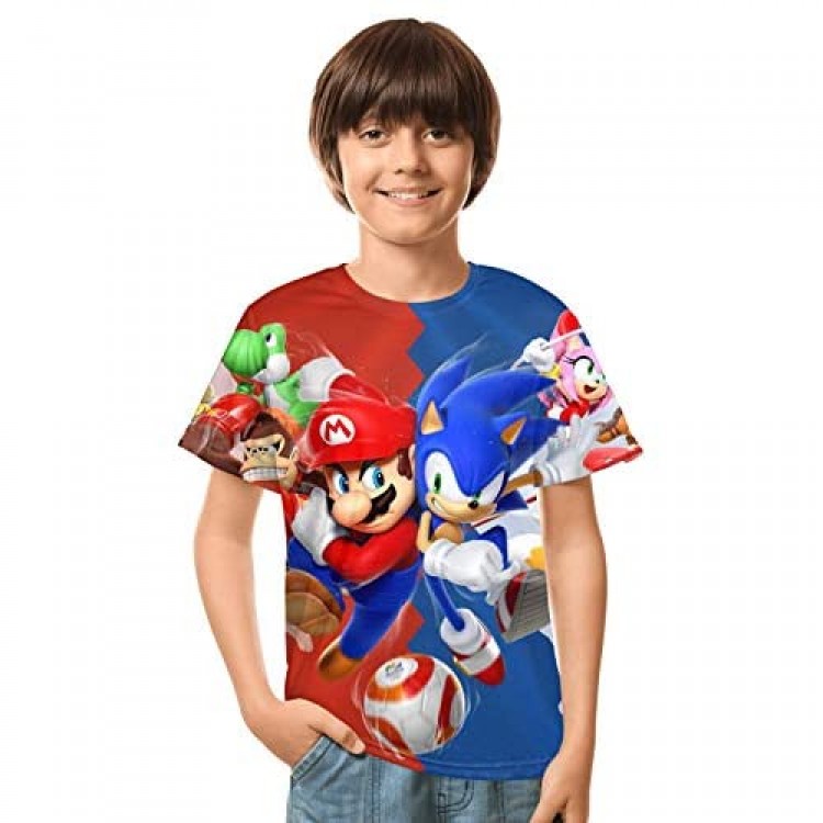 Ehsdde Teens‘t-Shirts 3D-Printing Boys and Girls Fashion Short Sleeve Anime&Game Tees