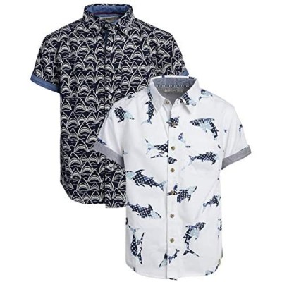 Free Planet Boys' Shirt - Casual Short Sleeve Button Down Collared Shirt (2 Pack)