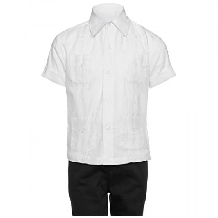 Gentlemens Collection Big Boy's Little Boys Long Sleeve/Short Sleeve Linen Look Guayabera Shirt