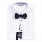 Gioberti Boy's White Tuxedo Dress Shirt with Bow Tie and Metal Studs
