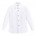 Gioberti Boy's White Tuxedo Dress Shirt with Bow Tie and Metal Studs