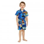 Hawaii Hangover Boy Aloha Luau Shirt Cabana Set in Sunset with Dolphin
