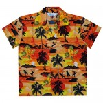 Hawaiian Shirts Boys Allover Print Beach Aloha Party Camp Short Sleeve Holiday