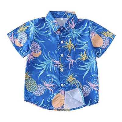 Kids Hawaiian Shirt for Boys Button Down Shirts Summer Graphic Tees 3D Print Aloha Beach Tops Short Sleeve Shirt