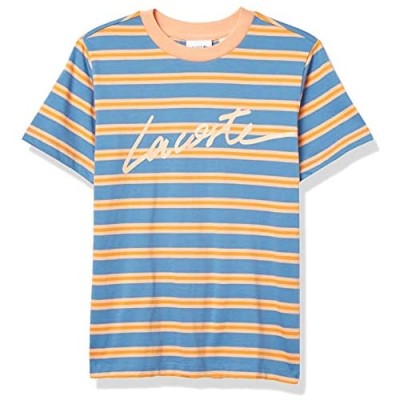 Lacoste Boys' Short Sleeve Striped Script T-Shirt