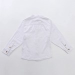 MOMOLAND Little Big Boys Long Sleeve Mandarin Collar Woven Cotton Button Down Linen Design Shirt Solid