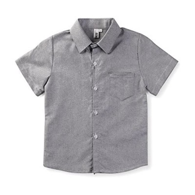 OCHENTA Little Boys' Short Sleeve Button Down Oxford Shirt  Big Kids Casual Dress Tops