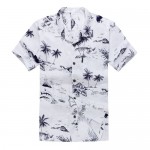 Palm Wave Men's Hawaiian Shirt Aloha Shirt White Map