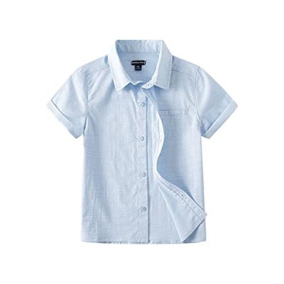 Sofinee Place Boy‘s Short Sleeve Shirts  Woven Cotton Button Down Casual Shirt for Boys Toddlers 3-12years