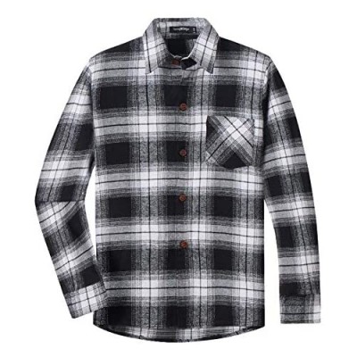 Spring&Gege Boys Casual Long Sleeve Plaid Flannel Button Down Shirt for Children (5-14 Years)