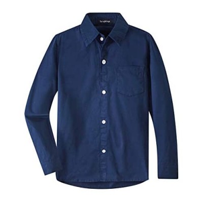 Spring&Gege Boys' Long Sleeve Dress Shirts Formal Uniform Woven Solid