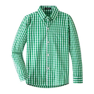 Spring&Gege Boys' Long Sleeve Plaid Poplin Button Down Shirt