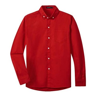 Spring&Gege Boys Long Sleeve Uniform Woven Twill Button Down Shirt