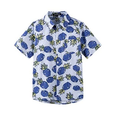 Spring&Gege Little Boys' Short Sleeve Woven poplin Shirt Casual Cartoon Print Aloha Shirts