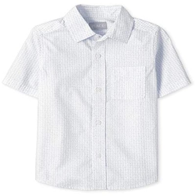 The Children's Place Big Boys' Short Sleeve Printed Button Down Shirt