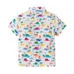 Toddler Boys Dinosaur Shirt Kids Button-Down Dress T-Shirt Short Sleeve Hawaiian Tops 2-7Yrs