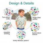Toddler Boys Dinosaur Shirt Kids Button-Down Dress T-Shirt Short Sleeve Hawaiian Tops 2-7Yrs