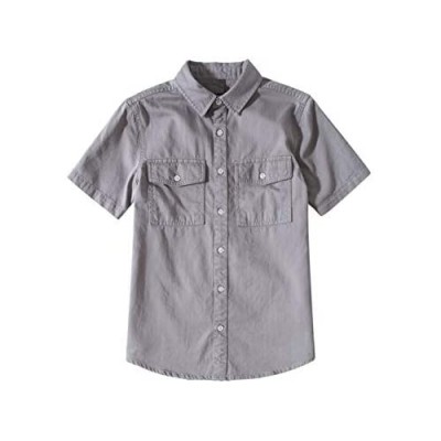 Tronjori Boys' Short Sleeve Button Down Woven Shirt