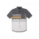 Volcom Boys' Combo Stripe Short Sleeve Button Down Shirt