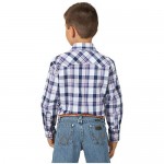 Wrangler Boys' Retro Long Sleeve Two Flap Pockets Snap Front Shirt