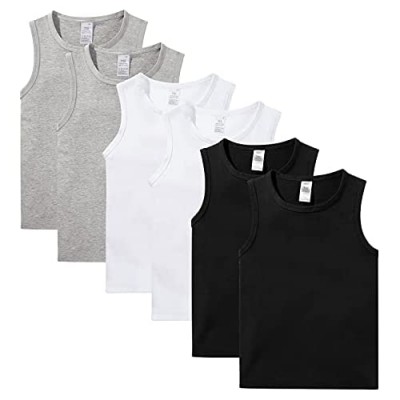aterkit Boys Cotton Undershirt 6 Pack Soft Comfort Tank Tops Air Sleeveless for Boy