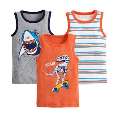 Azalquat Toddler Boys Tank Top 3 Pack Cotton Tanks Shirts Set