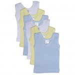 bambini Boy's Rib Knit Pastel Sleeveless Tank Top Shirt 6-Pack - M