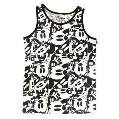 Disney Boys Tank Mickey Mouse Repeat All Over Black & White Large