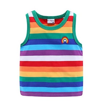 LittleSpring Boys Girls Rainbow T-Shirt Colorful Stripe Unisex