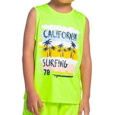 M.D.K Boys Beach Sunset Surfing Graphic Print Sleeveless Muscle Tank Top Shirt