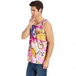 Men Cool Taco Pizza Cat Tops Tank Casual Gym Workout A-Shirt Funny Yellow Burrito Meow Animal Graphics Sleeveless Tees for Teens Boy Athletic Hipster Jersey Youth Tropical Hawaiian Party Vest L