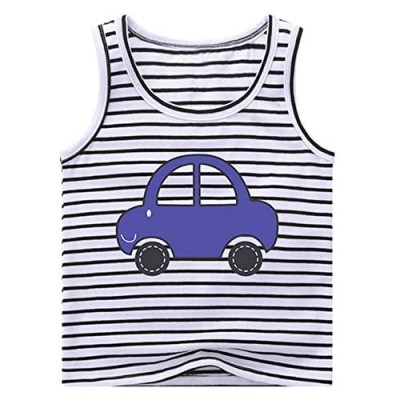 Sooxiwood Little Boys Vest 95% Cotton 5% Spandex Striped Car Printing Summer Tank Top