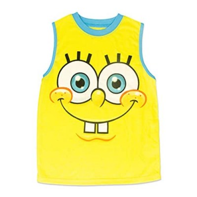SpongeBob SquarePants Boy's Tank Top Pajama  100% Polyester  Yellow  Toddler Boys Size 3T to Little Boy's Size 8