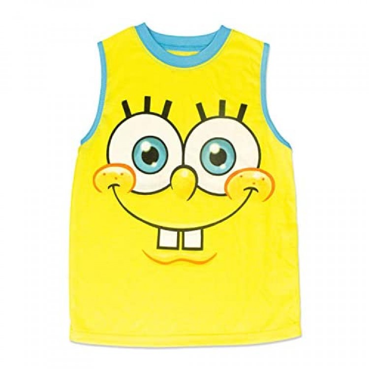 SpongeBob SquarePants Boy's Tank Top Pajama 100% Polyester Yellow Toddler Boys Size 3T to Little Boy's Size 8