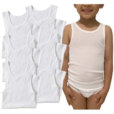 ToBeInStyle Boy's 3 Pack Basic White A-Shirt Cotton Blend