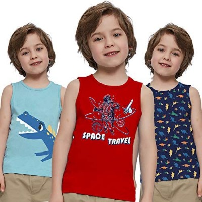 V.&GRIN Toddler Boys Tank Tops  100% Cotton Dinosaurs Undershirts 3 Pack Tanks Set for Boys 4-7 Years