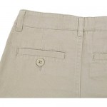 Bienzoe Boy's School Uniforms Flat Front Cotton Twill Adjust Waist Pants