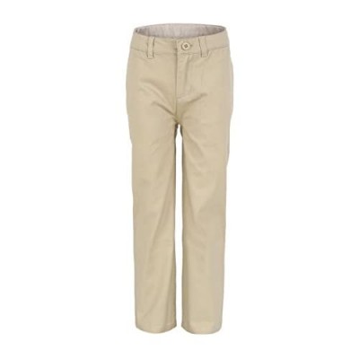 Bienzoe Boy's School Uniforms Flat Front Cotton Twill Adjust Waist Pants