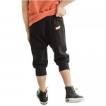CUNYI Boys' 3/4 Capri Jogger Pull-On Pants with Drawstring Workout Pockets Shorts