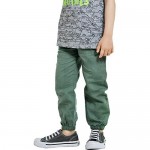 CUNYI Boys' Linen Pull-On Jogger Pants Solid Color Casual Pants