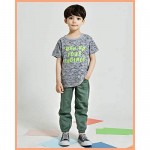 CUNYI Boys' Linen Pull-On Jogger Pants Solid Color Casual Pants