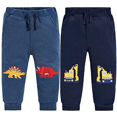 Little Boys Trousers Cute Cartoon Printed Casual Knit Elastic Pants Toddler Boy Soft Cotton Sweatpants