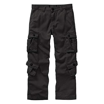 Raroauf Boys Casual Cargo Pants  Boys' Uniform Pant  Kids Outdoor Hiking Trousers with 8 Pocket
