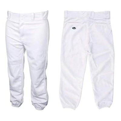 Rawlings Youth Boys Deluxe Buttoned Baseball Pants  Elastic Bottoms  Belt Loops  White  (Size: X-Small)