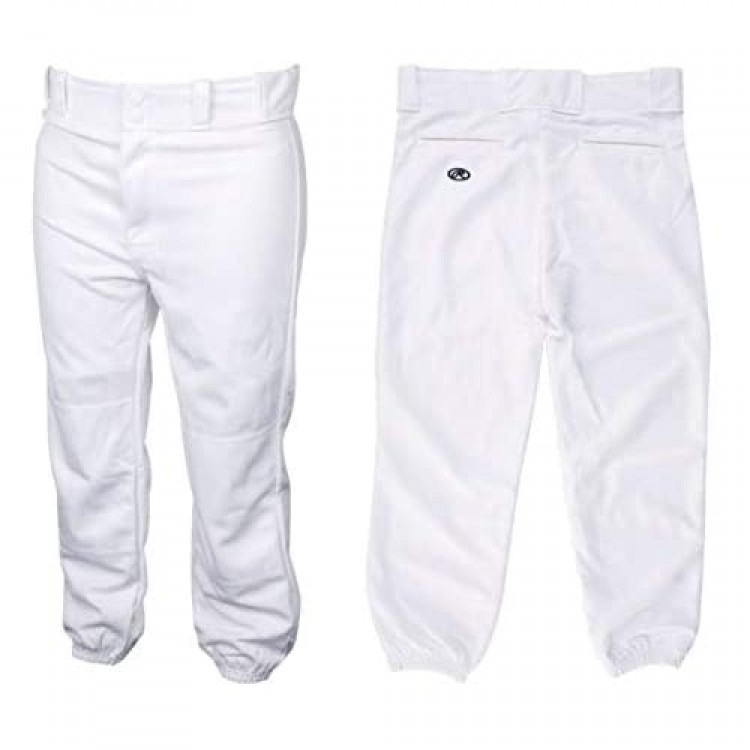 Rawlings Youth Boys Deluxe Buttoned Baseball Pants Elastic Bottoms Belt Loops White (Size: X-Small)