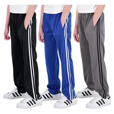 Real Essentials 3 Pack: Boys' Tricot Open Bottom Fleece-Lined Sweatpants with Pockets